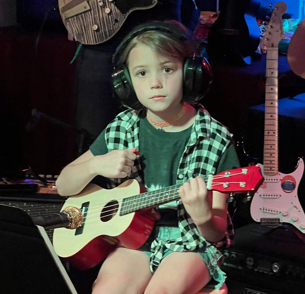 Grace on ukulele at the Greeley Jam Session