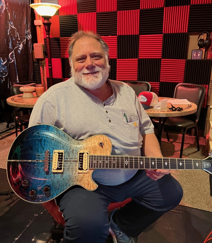 A guitar from Bruce’s collection, he also builds guitars